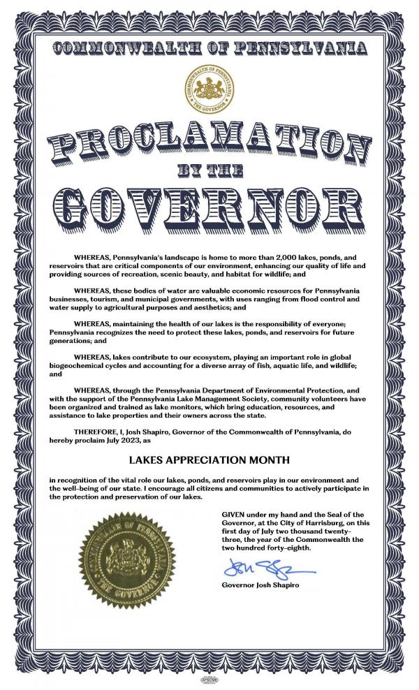 PA Lake Management Society Lakes Appreciation Month July 2023 PDF
